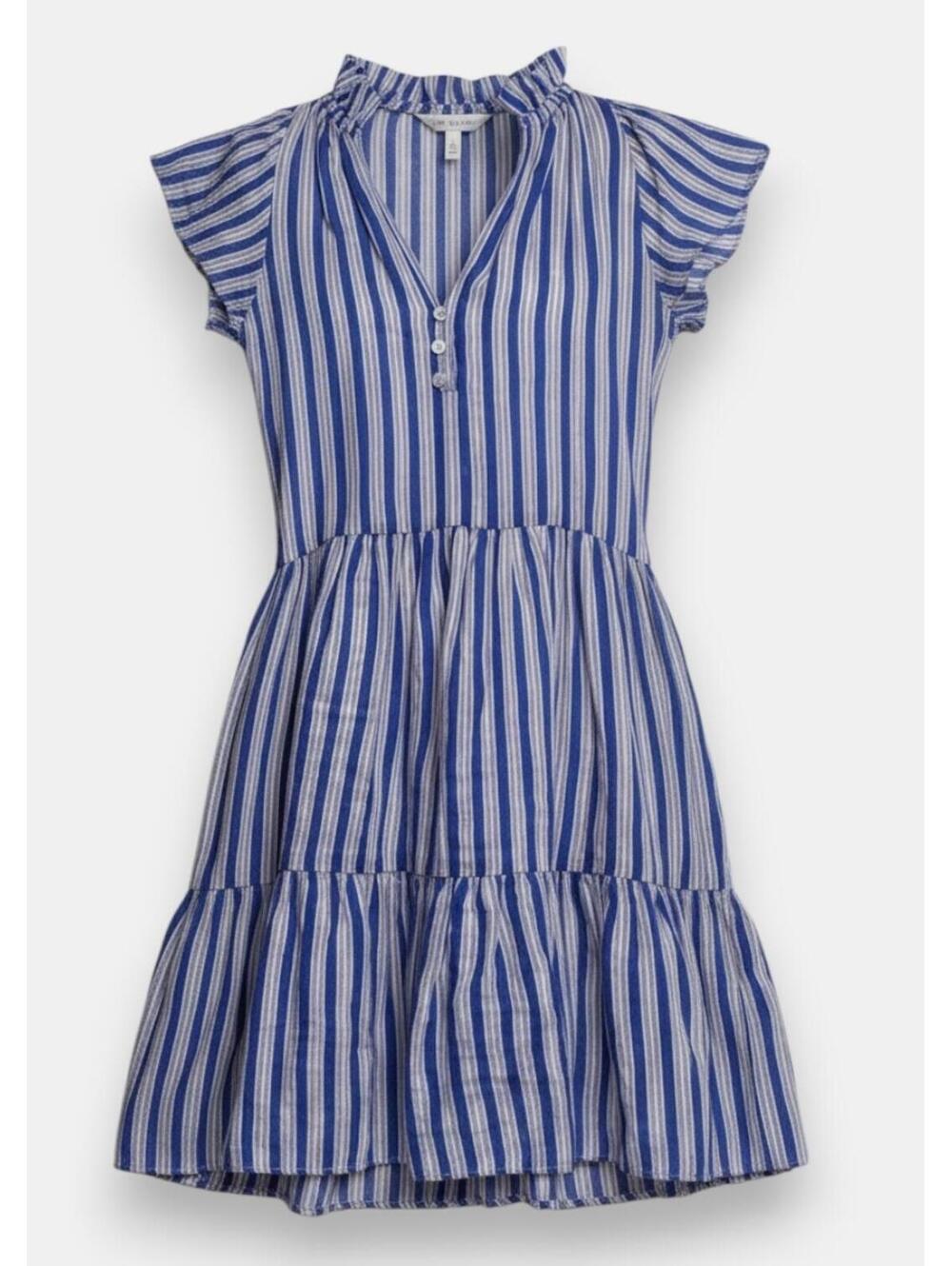 Veronica Beard - Women's Zee Striped Flutter Sleeve Ruffle Tiered Mini Dress